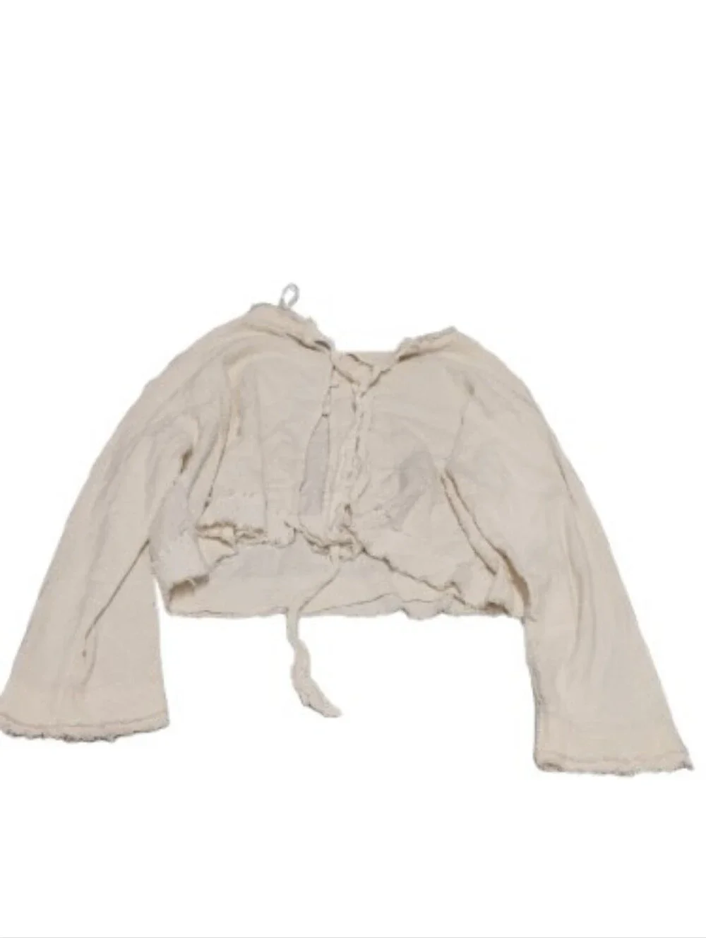 Free People Women's Textured Walking In Hueco Tie Back Flare Sleeve Top Sz XS